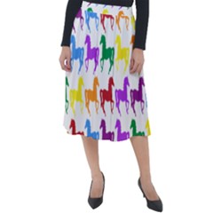 Colorful Horse Background Wallpaper Classic Velour Midi Skirt 