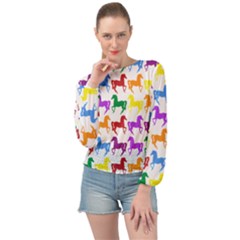Colorful Horse Background Wallpaper Banded Bottom Chiffon Top