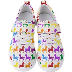 Colorful Horse Background Wallpaper Men s Velcro Strap Shoes