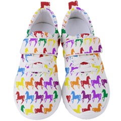 Colorful Horse Background Wallpaper Women s Velcro Strap Shoes