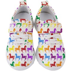 Colorful Horse Background Wallpaper Kids  Velcro Strap Shoes