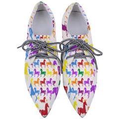 Colorful Horse Background Wallpaper Pointed Oxford Shoes