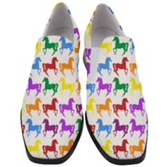 Colorful Horse Background Wallpaper Women Slip On Heel Loafers