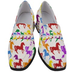 Colorful Horse Background Wallpaper Women s Chunky Heel Loafers