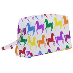 Colorful Horse Background Wallpaper Wristlet Pouch Bag (Large)