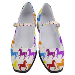 Colorful Horse Background Wallpaper Women s Mary Jane Shoes