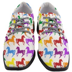 Colorful Horse Background Wallpaper Women Heeled Oxford Shoes