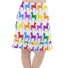 Colorful Horse Background Wallpaper Fishtail Chiffon Skirt