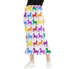 Colorful Horse Background Wallpaper Maxi Fishtail Chiffon Skirt