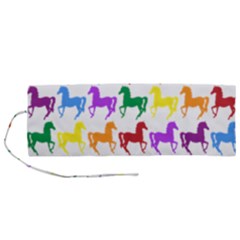 Colorful Horse Background Wallpaper Roll Up Canvas Pencil Holder (M)