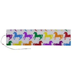 Colorful Horse Background Wallpaper Roll Up Canvas Pencil Holder (L)