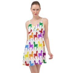 Colorful Horse Background Wallpaper Summer Time Chiffon Dress