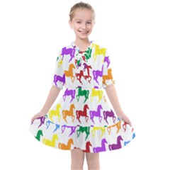 Colorful Horse Background Wallpaper Kids  All Frills Chiffon Dress