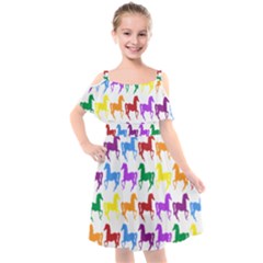 Colorful Horse Background Wallpaper Kids  Cut Out Shoulders Chiffon Dress