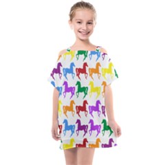 Colorful Horse Background Wallpaper Kids  One Piece Chiffon Dress