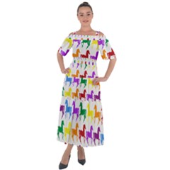 Colorful Horse Background Wallpaper Shoulder Straps Boho Maxi Dress 