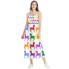 Colorful Horse Background Wallpaper Boho Sleeveless Summer Dress