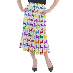 Colorful Horse Background Wallpaper Midi Mermaid Skirt