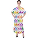 Colorful Horse Background Wallpaper V-Neck Boho Style Maxi Dress View1