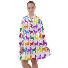 Colorful Horse Background Wallpaper All Frills Chiffon Dress