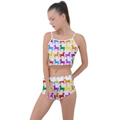 Colorful Horse Background Wallpaper Summer Cropped Co-ord Set