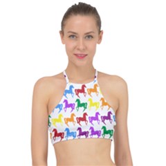 Colorful Horse Background Wallpaper Halter Bikini Top