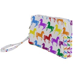 Colorful Horse Background Wallpaper Wristlet Pouch Bag (Small)