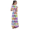 Colorful Horse Background Wallpaper Flutter Sleeve Maxi Dress View2