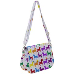 Colorful Horse Background Wallpaper Saddle Handbag