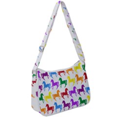 Colorful Horse Background Wallpaper Zip Up Shoulder Bag