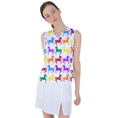 Colorful Horse Background Wallpaper Women s Sleeveless Sports Top