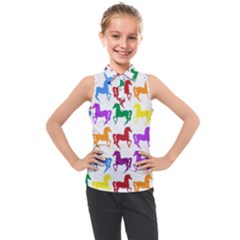 Colorful Horse Background Wallpaper Kids  Sleeveless Polo T-Shirt