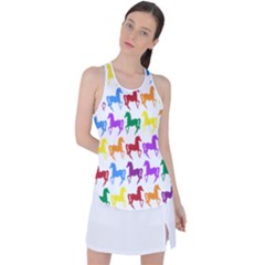 Colorful Horse Background Wallpaper Racer Back Mesh Tank Top