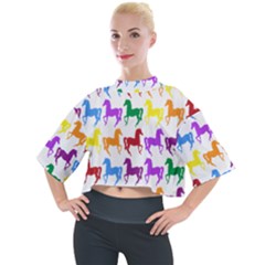 Colorful Horse Background Wallpaper Mock Neck T-Shirt