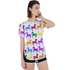 Colorful Horse Background Wallpaper Perpetual Short Sleeve T-Shirt