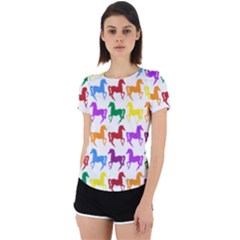 Colorful Horse Background Wallpaper Back Cut Out Sport T-Shirt