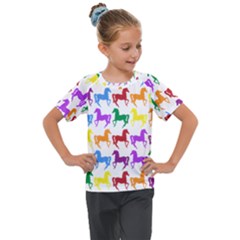 Colorful Horse Background Wallpaper Kids  Mesh Piece T-Shirt