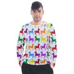 Colorful Horse Background Wallpaper Men s Long Sleeve Raglan T-Shirt