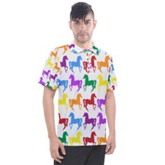 Colorful Horse Background Wallpaper Men s Polo T-Shirt
