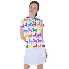 Colorful Horse Background Wallpaper Women s Polo T-Shirt