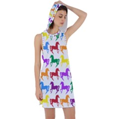 Colorful Horse Background Wallpaper Racer Back Hoodie Dress by Amaryn4rt