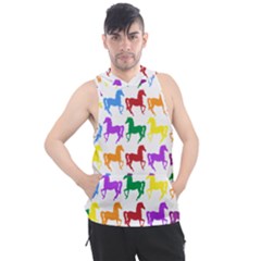 Colorful Horse Background Wallpaper Men s Sleeveless Hoodie
