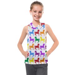 Colorful Horse Background Wallpaper Kids  Sleeveless Hoodie