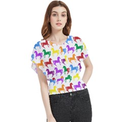 Colorful Horse Background Wallpaper Butterfly Chiffon Blouse