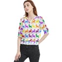 Colorful Horse Background Wallpaper Quarter Sleeve Blouse View1