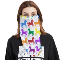 Colorful Horse Background Wallpaper Face Covering Bandana (Triangle)