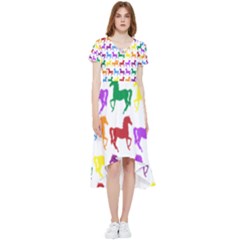 Colorful Horse Background Wallpaper High Low Boho Dress