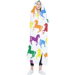 Colorful Horse Background Wallpaper Wearable Blanket