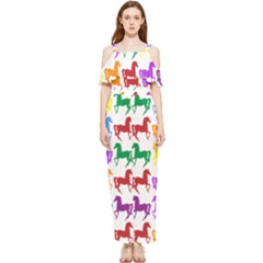 Colorful Horse Background Wallpaper Draped Sleeveless Chiffon Jumpsuit
