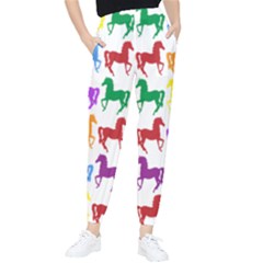 Colorful Horse Background Wallpaper Women s Tapered Pants